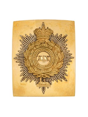 Lot 214 - A 30TH (EAST LANCASHIRE) REGIMENT OF FOOT OFFICER’S SHOULDER BELT PLATE, PRE-1855