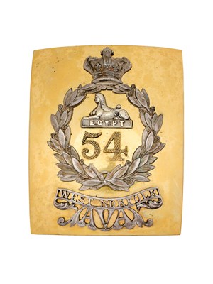 Lot 197 - A SCARCE 54TH (WEST NORFOLK) REGIMENT OF FOOT SHOULDER BELT PLATE, CIRCA 1830-55