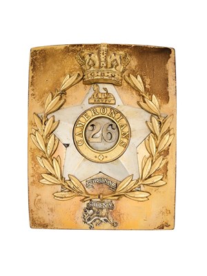 Lot 229 - A 26TH (CAMERONIANS) REGIMENT OF FOOT OFFICER'S SHOULDER BELT PLATE, CIRCA 1843-55