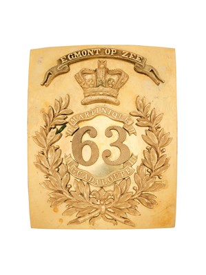 Lot 202 - A RARE 63RD (WEST SUFFOLK) REGIMENT OF FOOT OFFICER'S SHOULDER BELT PLATE, CIRCA 1830-55