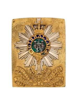 Lot 200 - A 39TH (DORSETSHIRE) REGIMENT OF FOOT OFFICER’S SHOULDER BELT PLATE, CIRCA 1825-35