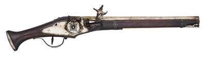 Lot 218 - AN AUSTRIAN 22 BORE WHEEL-LOCK HOLSTER PISTOL IN ITALIAN TASTE, FERLACH FOR THE ARSENAL
