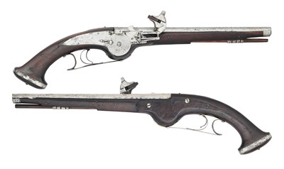 Lot 217 - A PAIR OF AUSTRIAN 28 BORE WHEEL-LOCK HOLSTER PISTOLS, STYRIA, MID-17TH CENTURY