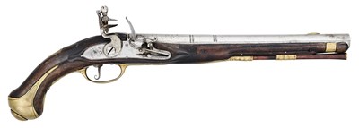 Lot 230 - A 12 BORE AUSTRIAN FLINTLOCK MILITARY HOLSTER PISTOL, CIRCA 1730-40