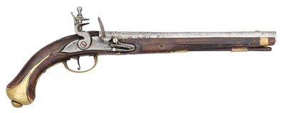 Lot 231 - A 12 BORE AUSTRIAN FLINTLOCK MILITARY HOLSTER PISTOL, CIRCA 1730-40