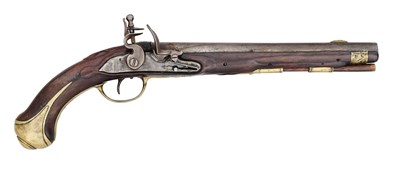 Lot 232 - A 16 BORE AUSTRIAN FLINTLOCK MILITARY HOLSTER PISTOL, CIRCA 1740-50