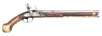 Lot 247 - A 24 BORE GERMAN (COLOGNE) MILITARY FLINTLOCK HOLSTER PISTOL, CIRCA 1740-50