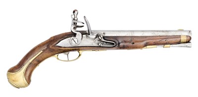 Lot 253 - A 15 BORE GERMAN (HANOVERIAN) FLINTLOCK MILITARY HOLSTER PISTOL, CIRCA 1750-70