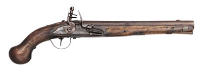 Lot 274 - A 14 BORE DUTCH FLINTLOCK MILITARY HOLSTER PISTOL, CIRCA 1760-70