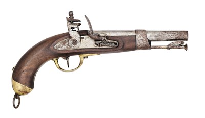Lot 276 - A 14 BORE DUTCH FLINTLOCK MARINE PISTOL, DATED 1820