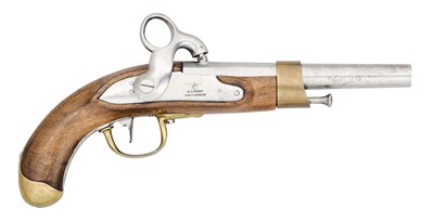 Lot 308 - A 14 BORE DUTCH TYPE PERCUSSION MILITARY BELT PISTOL, PROBABLY FOR THE MERCHANT NAVY