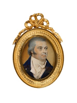 Lot 172 - A PORTRAIT MINIATURE OF A GENTLEMAN, ATTRIBUTED TO THOMAS PEAT (BRITISH, ACTIVE 1791-1831), CIRCA 1798