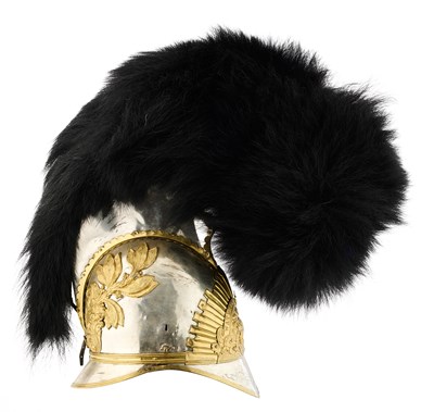 Lot 141 - A GEORGIAN HELMET OF AN OFFICER OF DRAGOONS, CIRCA 1818