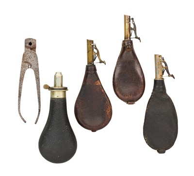 Lot 326 - A POWDER-FLASK FOR PERCUSSION RIFLES BY JAMES DIXON & SONS, SHEFFIELD, MID-19TH CENTURY