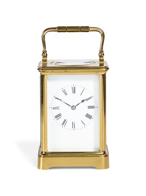 Lot 45 - A FRENCH GILT-BRASS CARRIAGE CLOCK, HENRI JACOT, CIRCA 1900