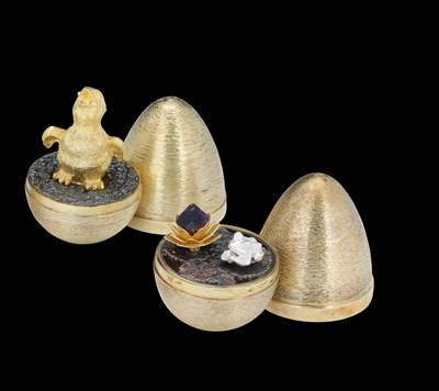 Lot 63 - A SILVER-GILT 'SURPRISE' EGG