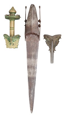 Lot 545 - TWO SOUTH INDIAN SWORD (KOPIS KADUTHALA) HILTS, KERALA, 18TH/19TH CENTURY, AND A SOUTH INDIAN KATAR