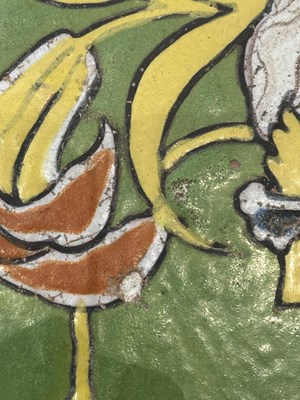 Lot 45 - A MUGHAL CUERDA SECA TILE, FROM THE TOMB OF MADANI, SRINAGAR, MID-17TH CENTURY