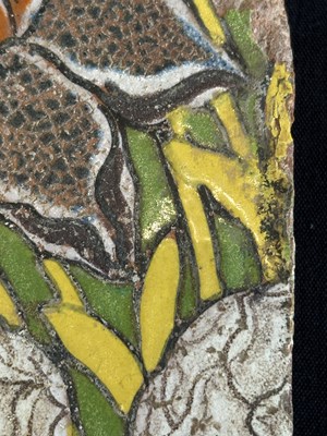 Lot 45 - A MUGHAL CUERDA SECA TILE, FROM THE TOMB OF MADANI, SRINAGAR, MID-17TH CENTURY