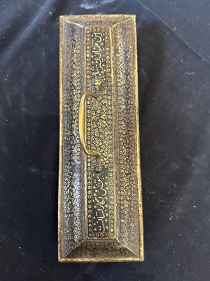 Lot 42 - A 'KOFTGARI' PEN BOX, PROBABLY SIALKOT, PAKISTAN, 19TH CENTURY