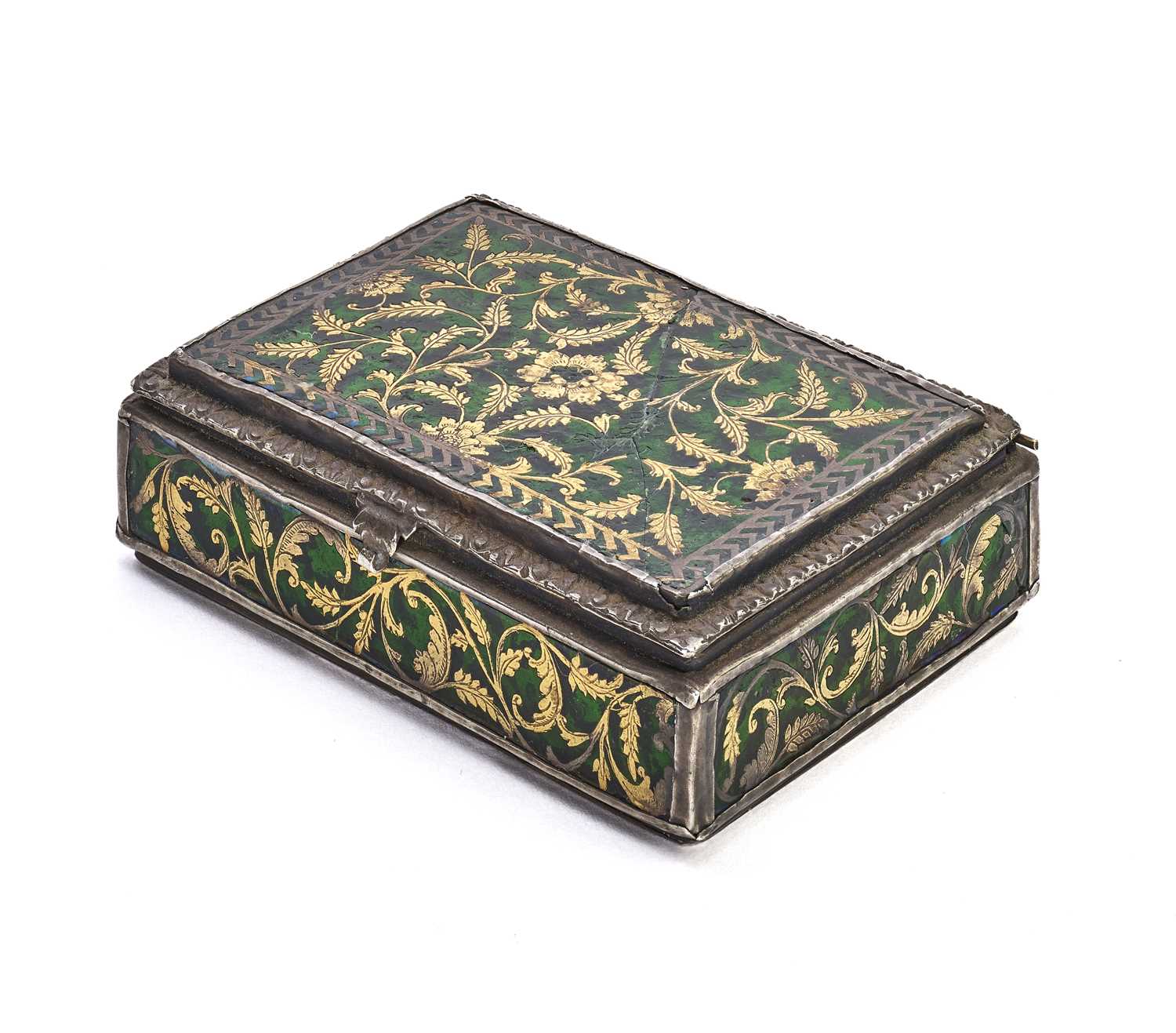 Lot 54 - A SMALL THEWA BOX, PRATAPGARH, RAJASTHAN, 19TH CENTURY