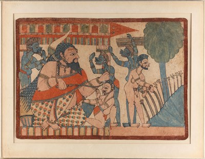 Lot 59 - A PAITHAN PAINTING OF A KARALINGU SADDHUS, MAHARASHTRA, INDIA, 19TH CENTURY