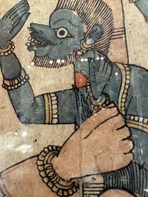 Lot 59 - A PAITHAN PAINTING OF A KARALINGU SADDHUS, MAHARASHTRA, INDIA, 19TH CENTURY