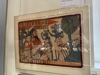 Lot 59 - A PAITHAN PAINTING OF A KARALINGU SADDHUS, MAHARASHTRA, INDIA, 19TH CENTURY