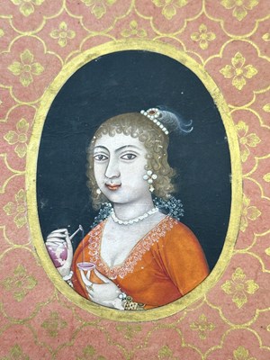 Lot 46 - A MUGHAL PORTRAIT OF A EUROPEAN BEAUTY, NORTH INDIA, 18TH CENTURY