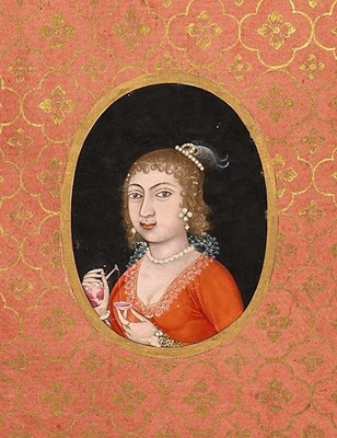 Lot 46 - A MUGHAL PORTRAIT OF A EUROPEAN BEAUTY, NORTH INDIA, 18TH CENTURY