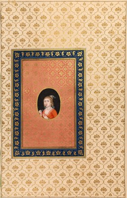 Lot 46 - A MUGHAL PORTRAIT OF A EUROPEAN BEAUTY, NORTH INDIA, 18TH CENTURY