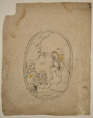 Lot 51 - A DRAWING OF SIVA AND GANESHA, PAHARI, 19TH CENTURY