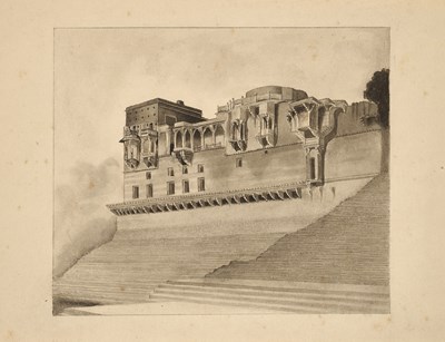 Lot 62 - A DRAWING OF ELLORA AND ANOTHER OF A WILD PEACOCK, BY CAPTAIN W. H. SYKES, INDIA, EARLY 19TH CENTURY