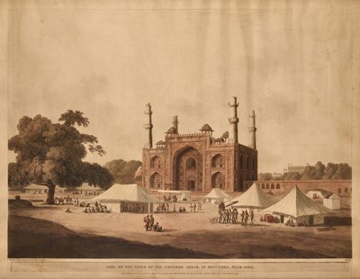Lot 64 - 'GATE OF THE TOMB OF THE EMPEROR AKBAR, AT SECUNDRA, NEAR AGRA', 1795, AFTER THOMAS DANIELL
