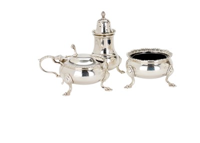 Lot 74 - A SILVER SIX-PIECE CONDIMENT SET