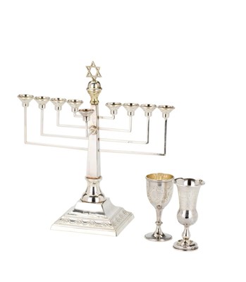 Lot 75 - A SILVER MENORAH