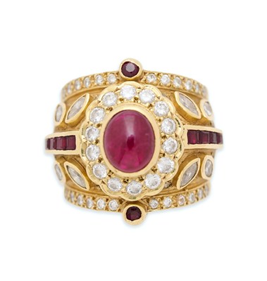 Lot 122 - RUBY AND DIAMOND COCKTAIL RING, 1997