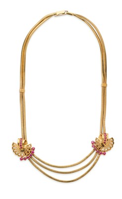Lot 64 - RUBY AND 18-CARAT GOLD NECKLACE, 1961