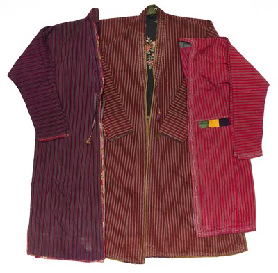 Lot 162 - THREE STRIPED CHAPAN, CENTRAL ASIA, EARLY 20TH CENTURY
