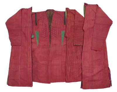 Lot 141 - FOUR STRIPED TURKMAN CHAPAN, CENTRAL ASIA, EARLY 20TH CENTURY