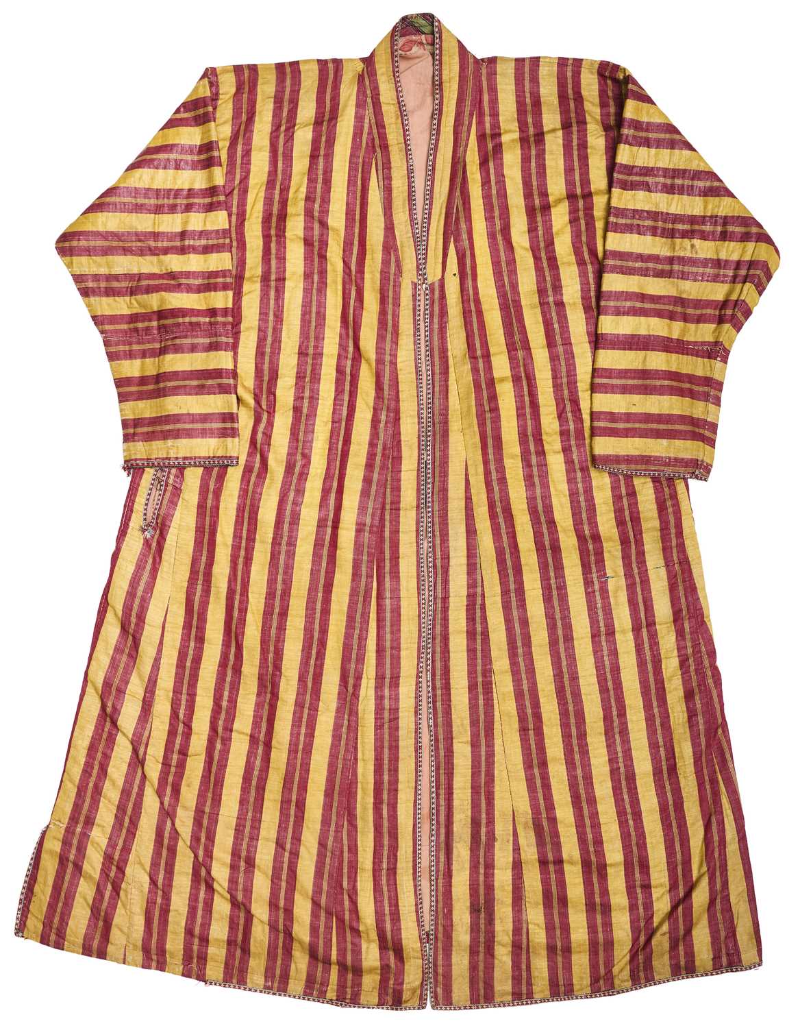 Lot 36 - A QUILTED STRIPED CHAPAN, CENTRAL ASIA, CIRCA