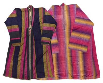 Lot 43 - A STRIPED CHAPAN AND A TUNIC, CENTRAL ASIA, LATE 19TH CENTURY