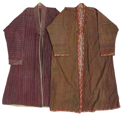 Lot 164 - TWO STRIPED CHAPAN, CENTRAL ASIA, EARLY 20TH CENTURY