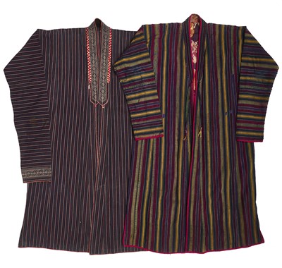 Lot 82 - TWO STRIPED CHAPAN, CENTRAL ASIA, FIRST HALF 20TH CENTURY
