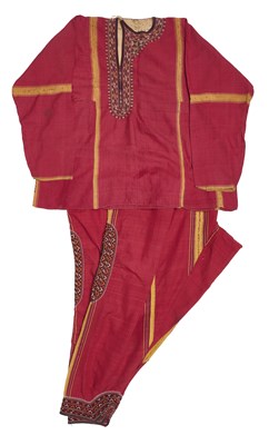 Lot 133 - A RARE TURKMAN SHIRT AND TROUSERS, WEST TURKESTAN, SECOND HALF 19TH CENTURY