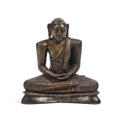 Lot 503 - A SINHALESE BRONZE FIGURE OF BUDDHA, SRI LANKA, 19TH CENTURY