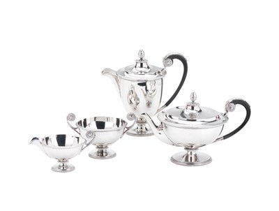 Lot 103 - A GEORGE V SILVER FOUR-PIECE TEA SET