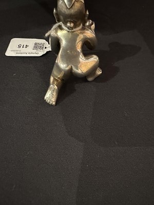 Lot 415 - A GEM-SET SILVER FIGURE OF BALAKRISHNA, BENGAL, 19TH/20TH CENTURY