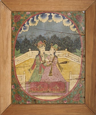 Lot 97 - TWO MAIDENS ON A TERRACE, RAJASTHAN, MID-19TH CENTURY