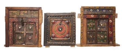 Lot 74 - THREE SMALL SETS OF SHUTTERS, PROBABLY RAJASTHAN, INDIA, 19TH CENTURY